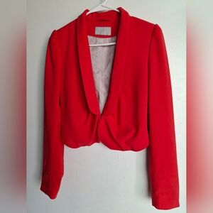 H&M Red Cropped Shawl-Collar Blazer